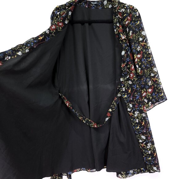 Madewell Ruffled Wrap Dress Size Medium Sheer-Sleeve in Finch Floral - Picture 5 of 16